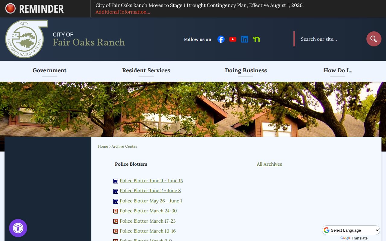 Kendall County Fair Oaks Ranch police blotter arrest-record archive